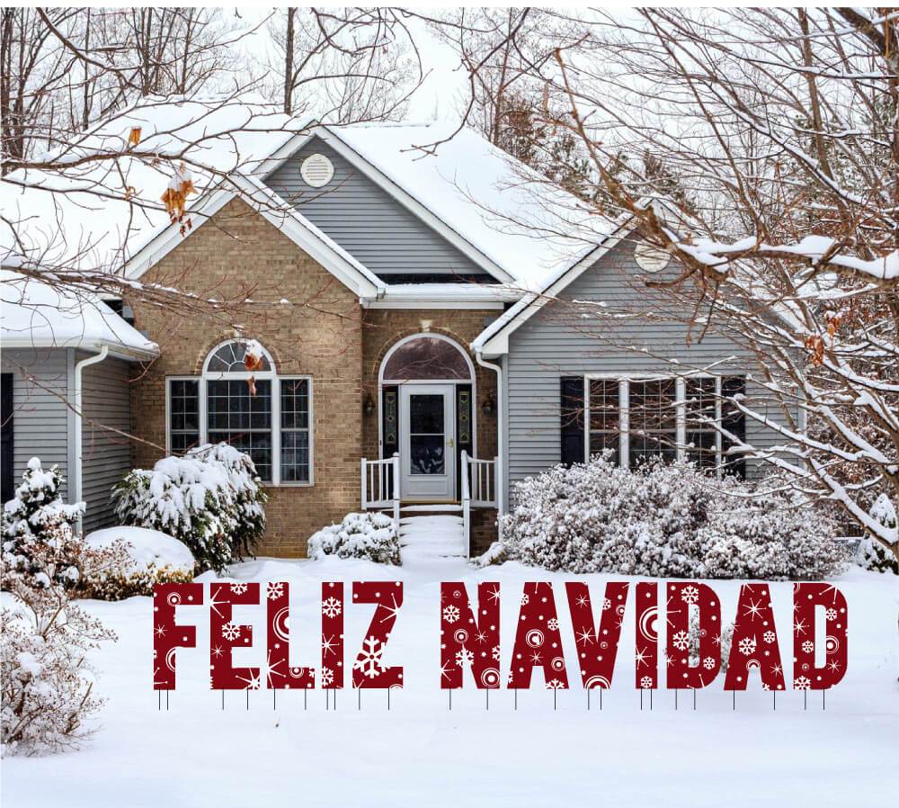 Red Snowflake Feliz Navidad Yard Sign letter Set - 12 pieces