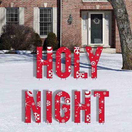 Red Snowflake Holy Night Letters Yard Card 9 piece set