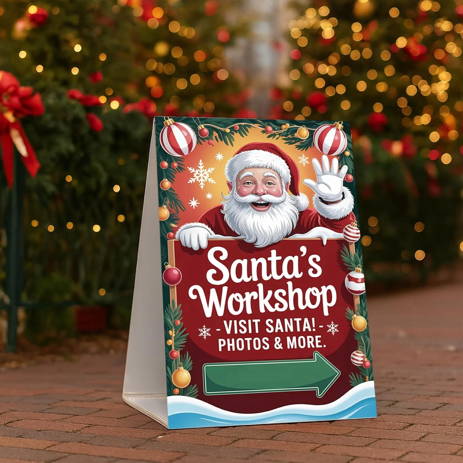 Santa’s Workshop Corrugated Plastic A-Frame Signs for Sidewalk & Retail Use - Image 3