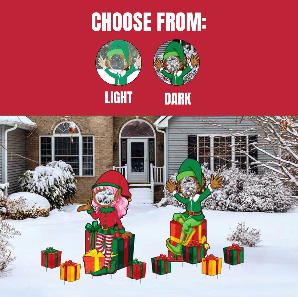 Santas Elves & Presents Photo Props Yard Card Set
