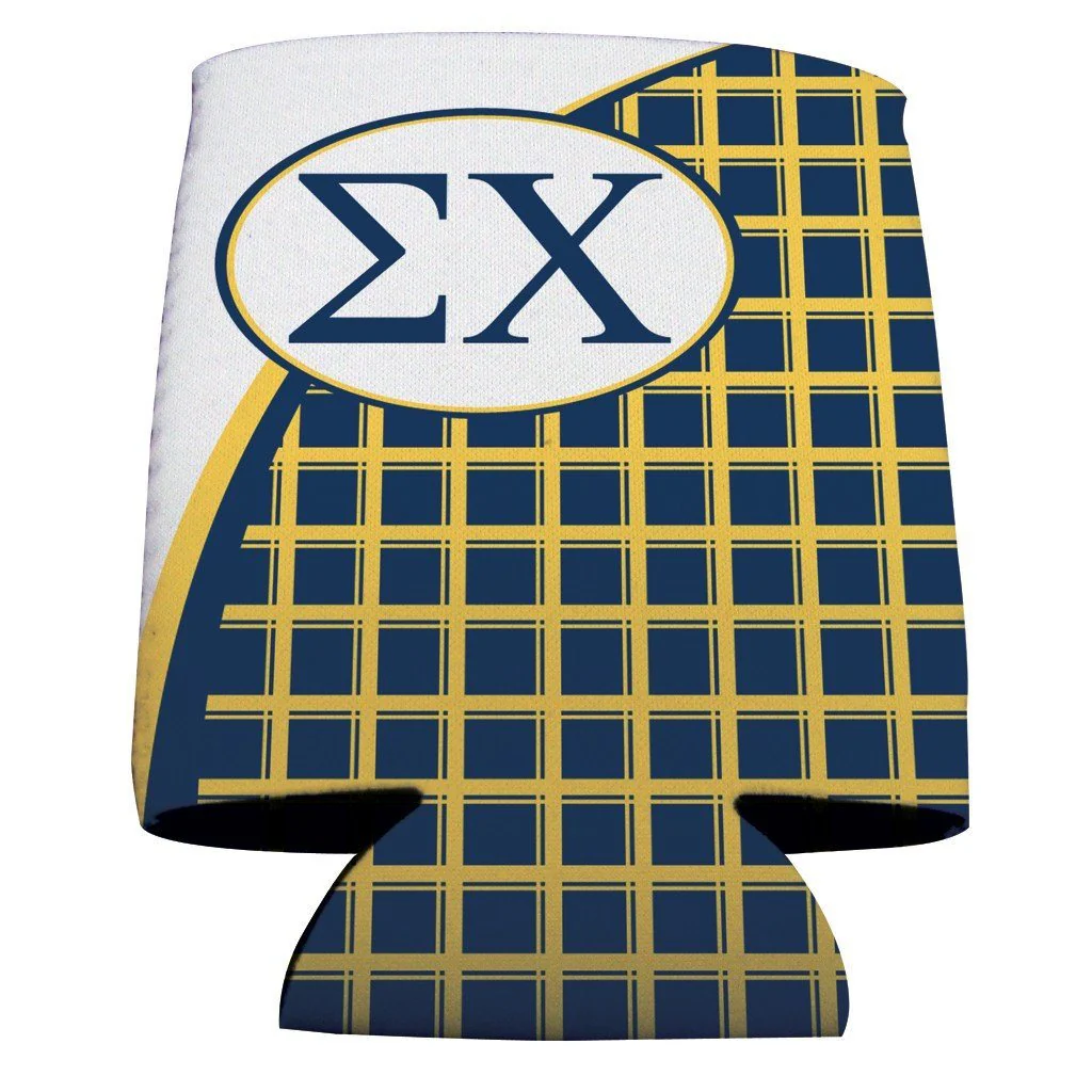 Sigma Chi Plaid Can Cooler Set