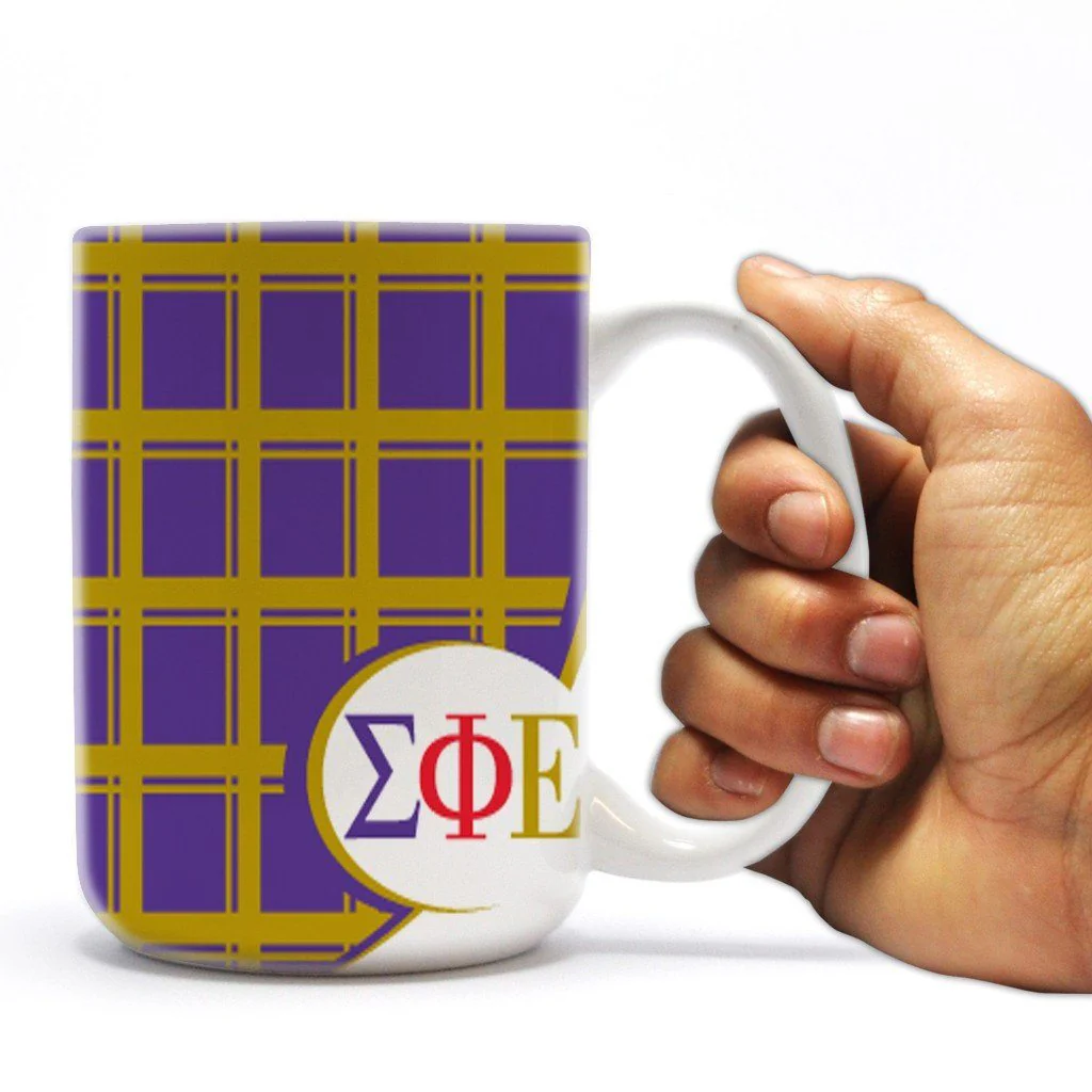 Sigma Phi Epsilon 15oz Plaid Coffee Mug - Image 2