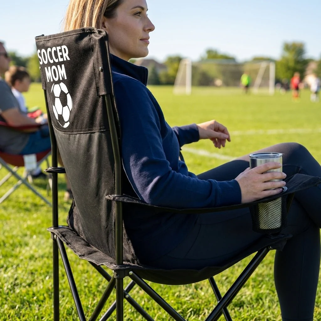 Soccer Mom Black Folding Camping Chair - Image 2