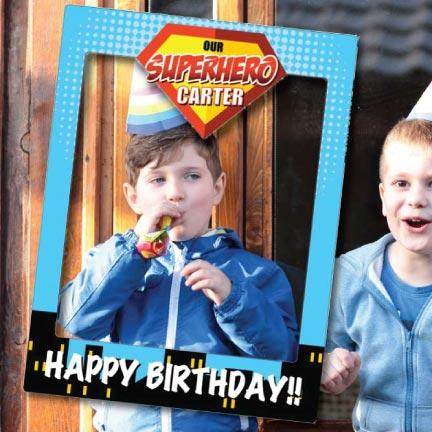 Superhero Birthday Theme Photo Booth Frame and Props