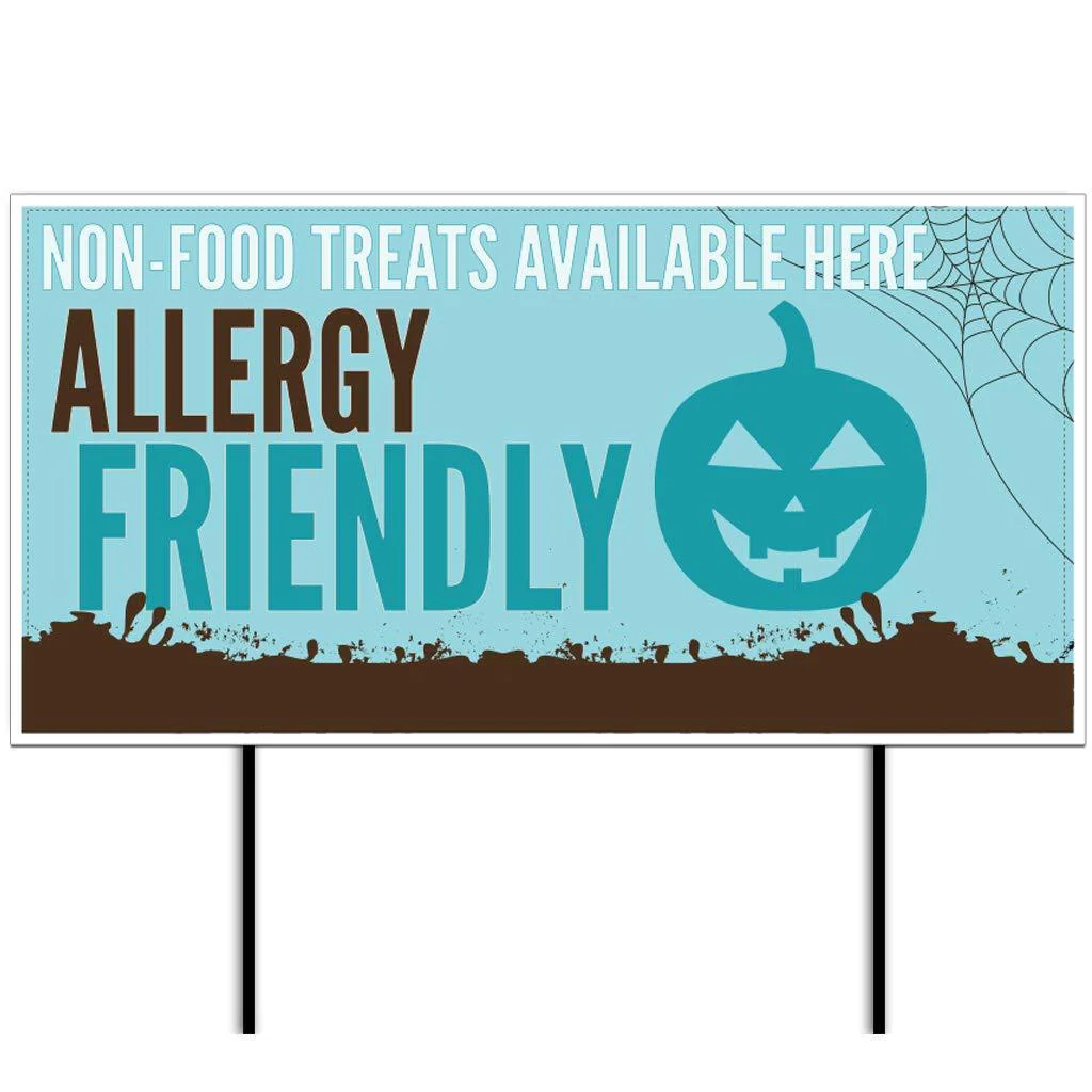 Teal Pumpkin Allergy Friendly Halloween 12"x24" Yard Sign Set - Image 2