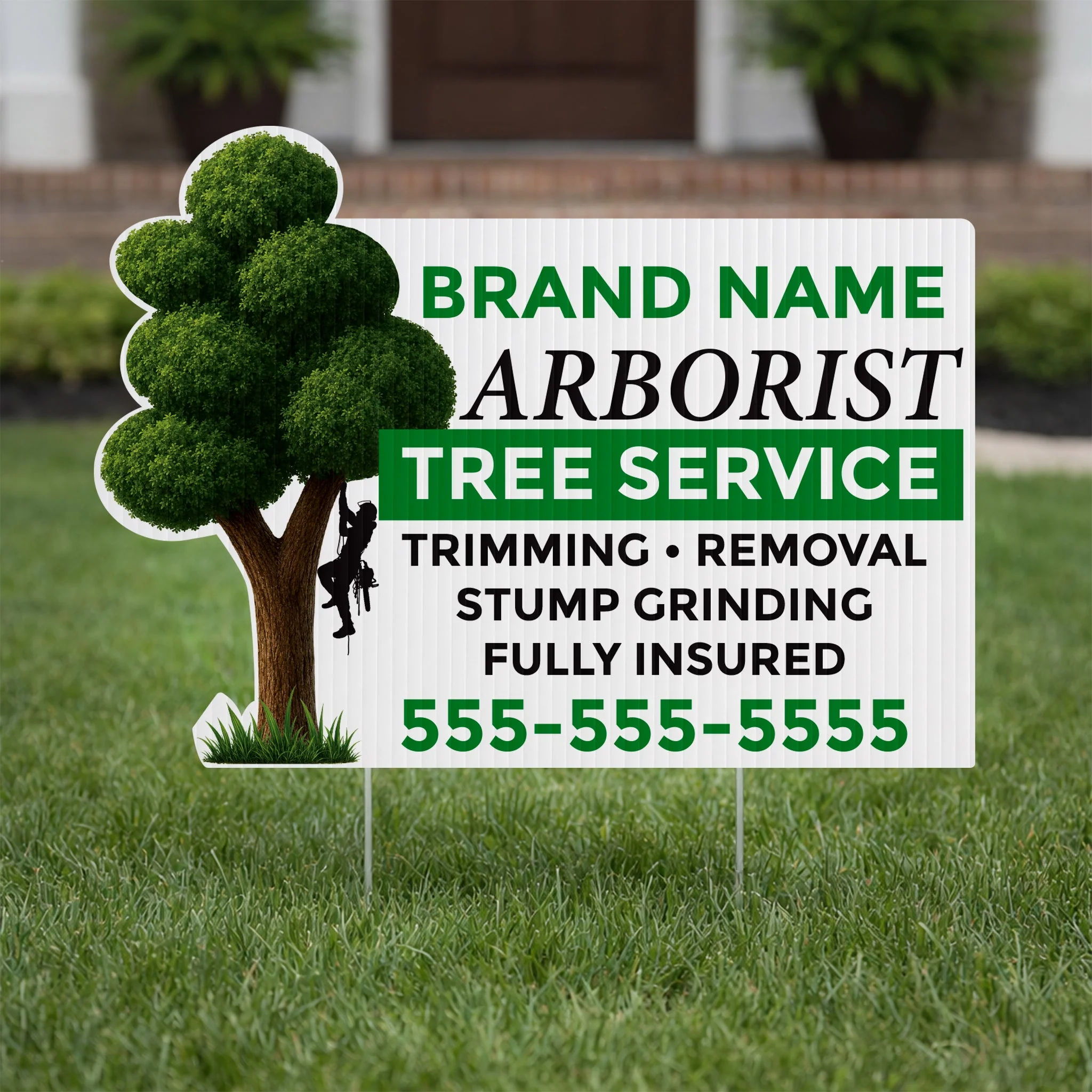 22"x16" Custom Arborist Yard Sign Tree Shaped