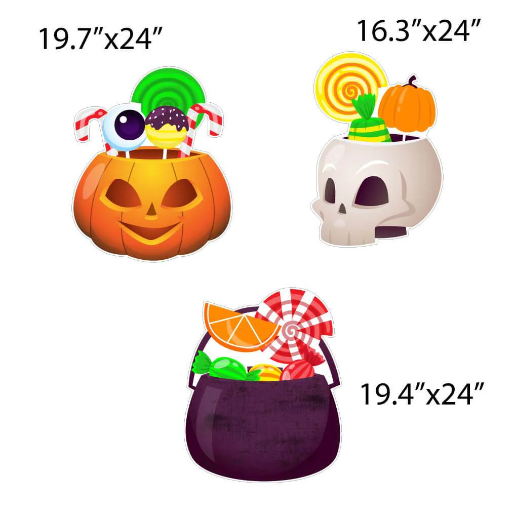 Trick or Treat Candy Halloween Yard Card Decoration 12 pc Set - Image 4