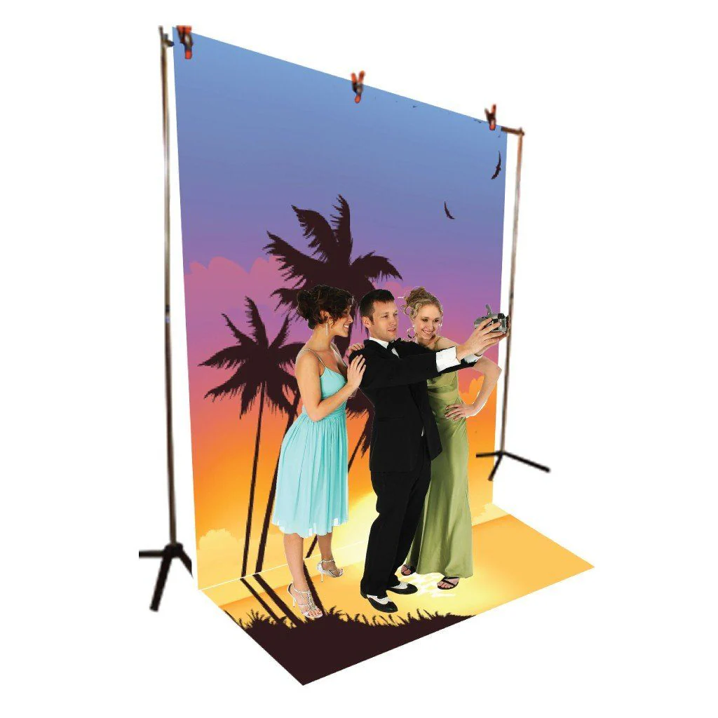 Tropical Island Sunset Vinyl Photography Backdrop