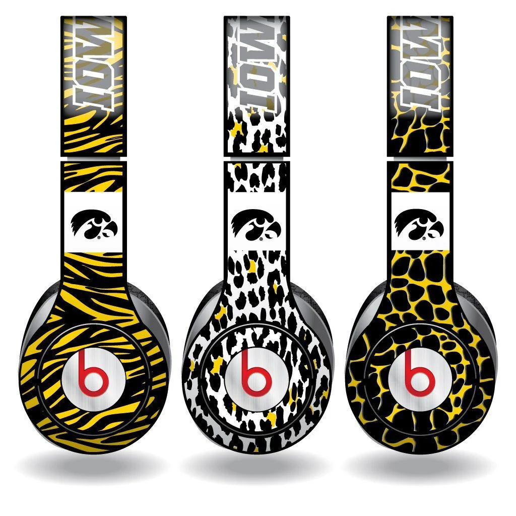 University of Iowa Set of 3 Animal Patterns Skins for Beats Solo