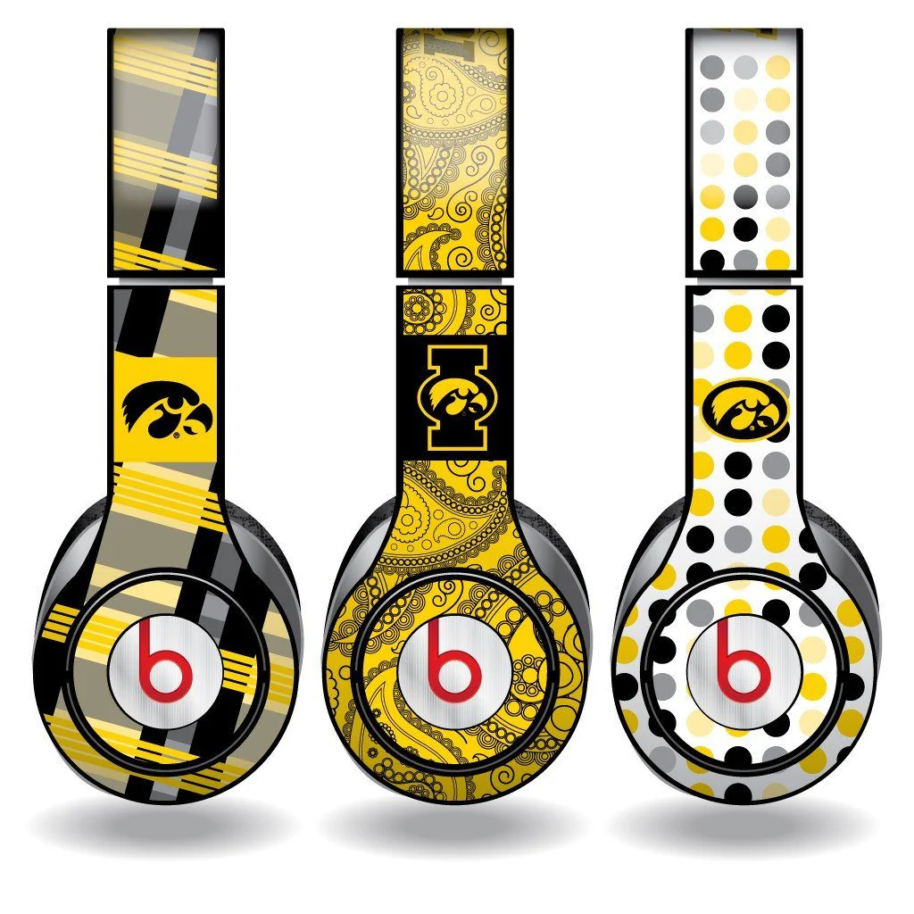 University of Iowa Set of 3 Patterns Skins for Beats Solo HD