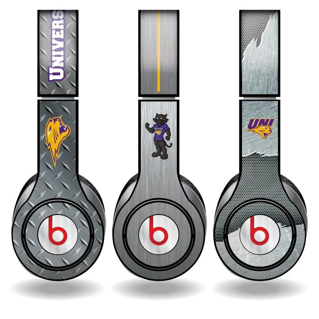 University of Northern Iowa 3 Metal Patterns Skins for Beats Solo HD