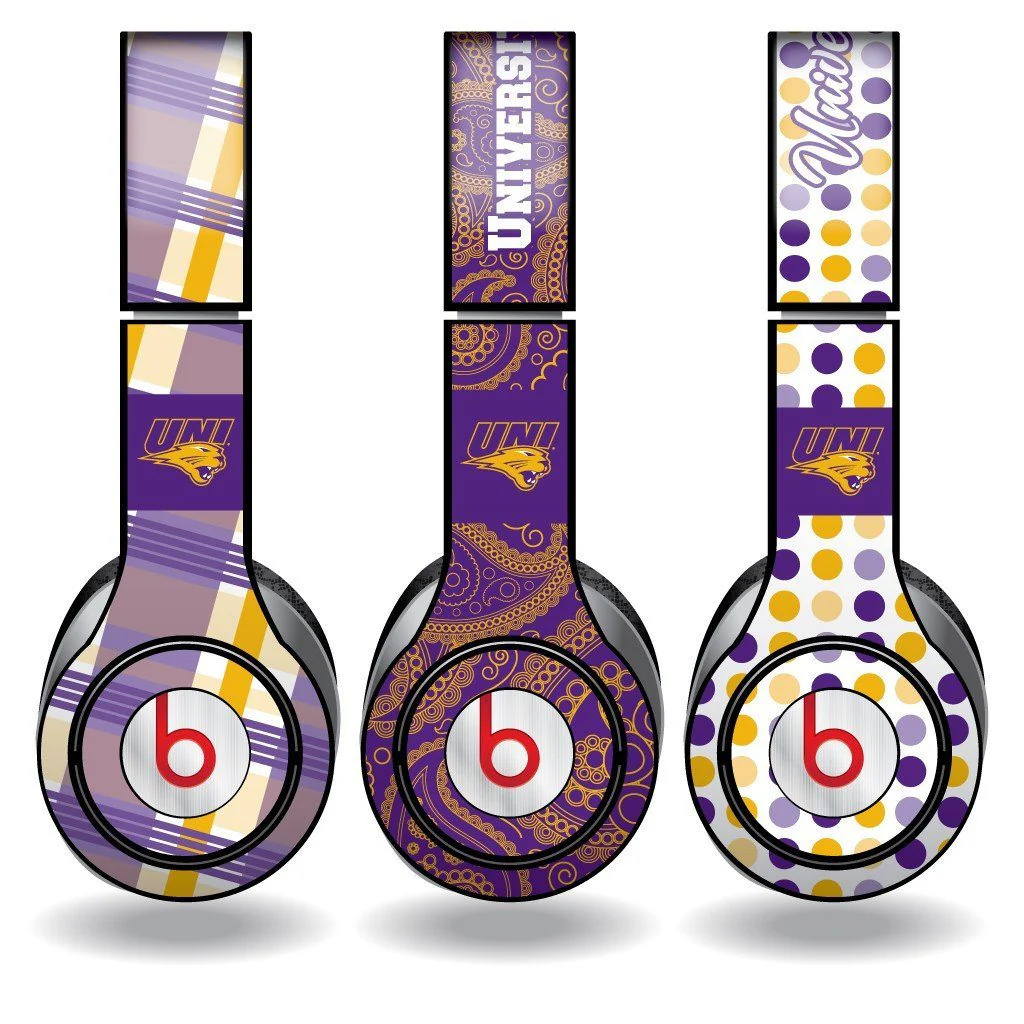 University of Northern Iowa Set of 3 Patterns Skins for Beats Solo HD