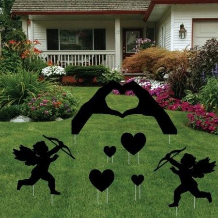 Valentine's Day  Black Silhouette 'Hand Hearts' Yard Decoration