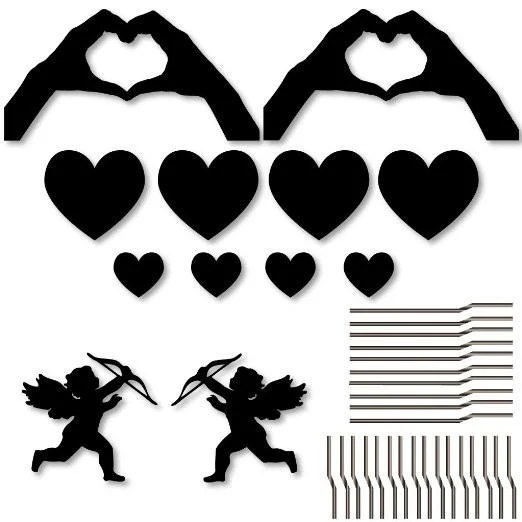 Valentine's Day  Black Silhouette 'Hand Hearts' Yard Decoration - Image 2