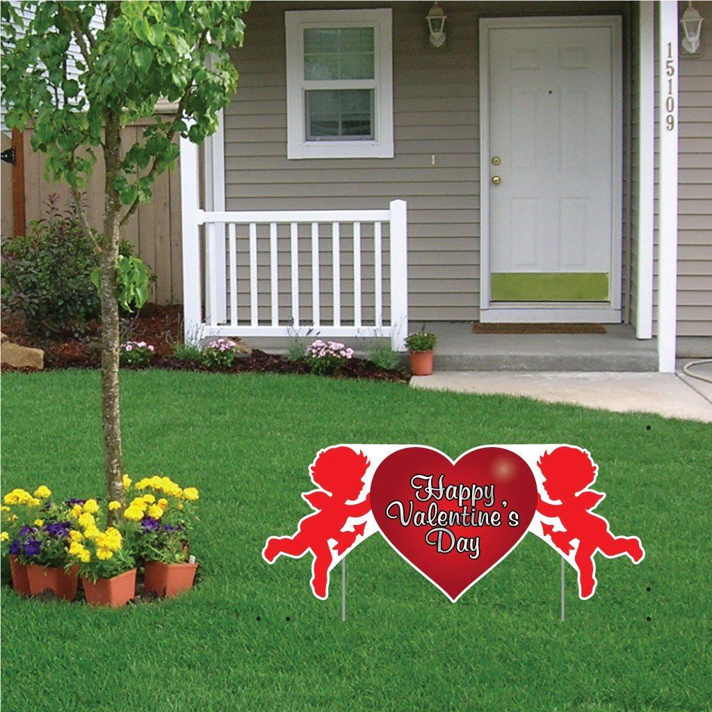 2'x4' Happy Valentine's Day Yard Sign | Cupid