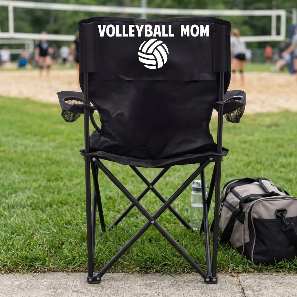 Volleyball Mom Black Folding Camping Chair - Image 4