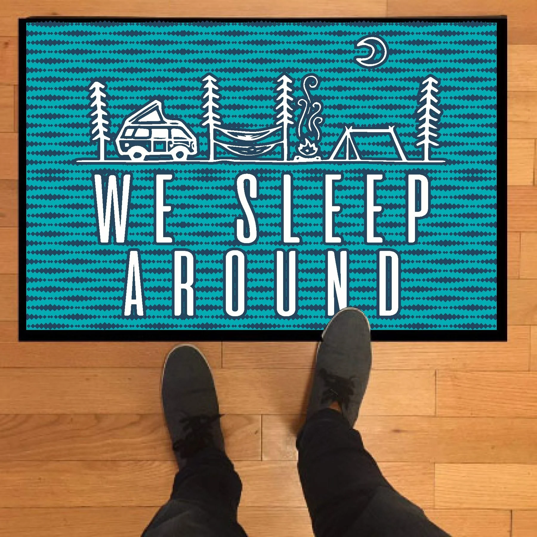 We Sleep Around Camping Doormat