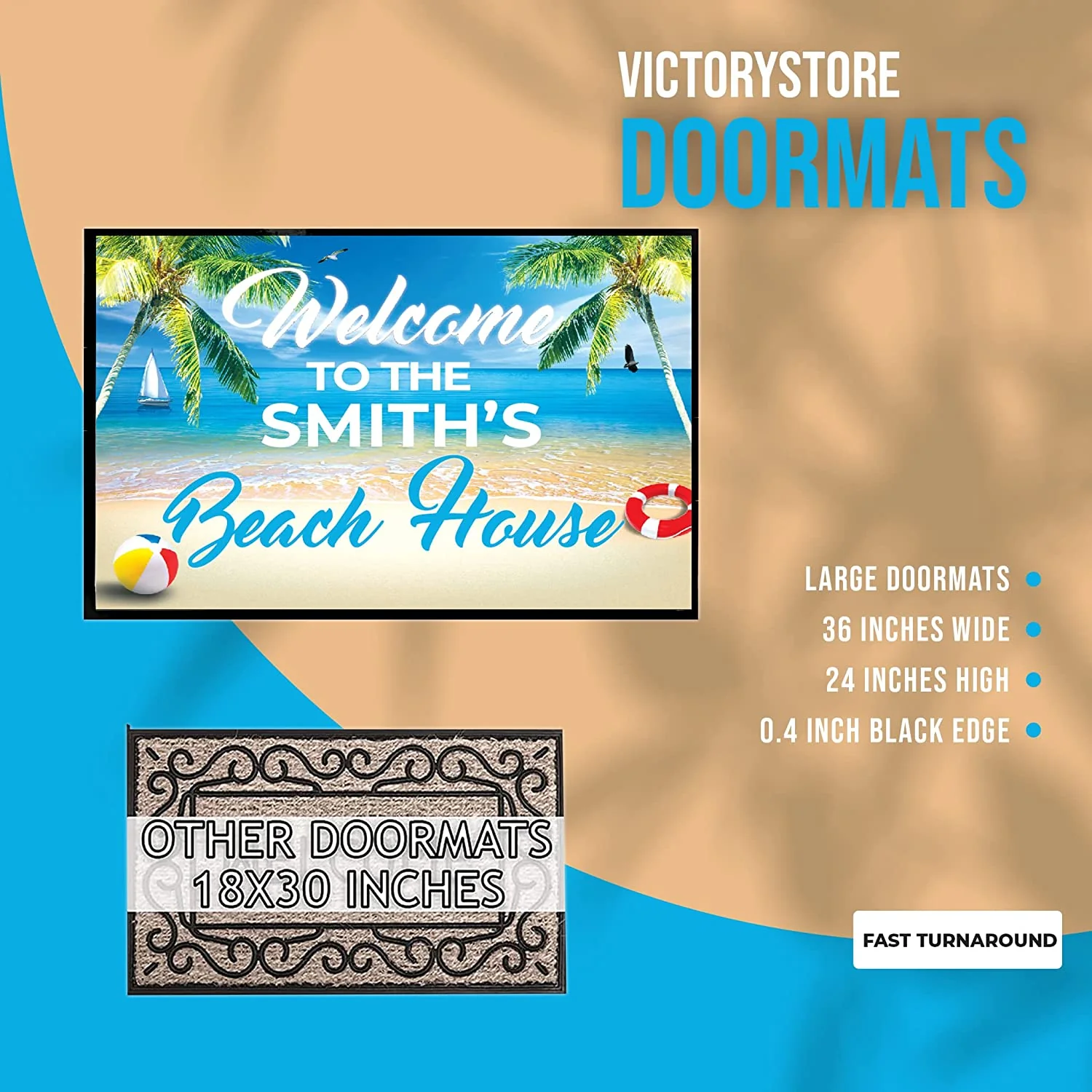 Welcome to The Custom Name Beach House Doormat - Image 2