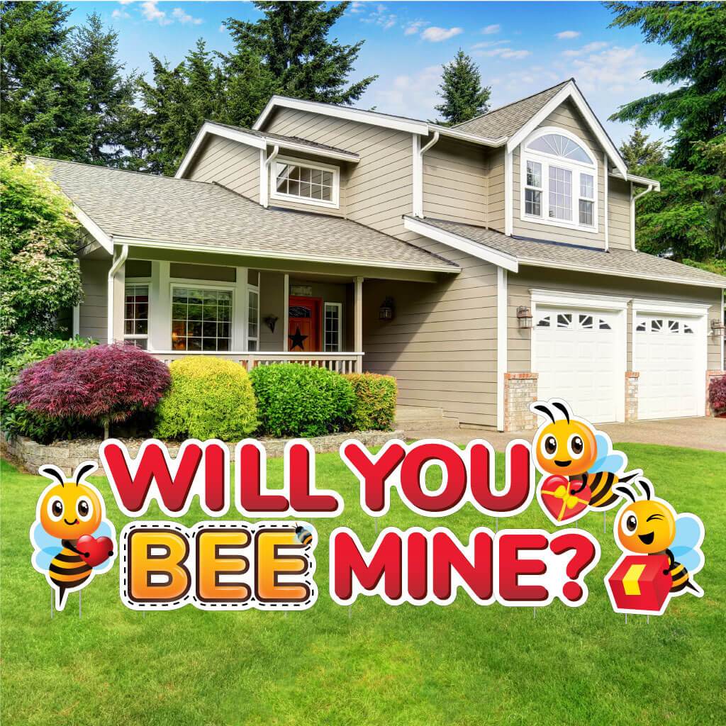 Will You BEE Mine Valentine's Day Yard Card 9 pc Set